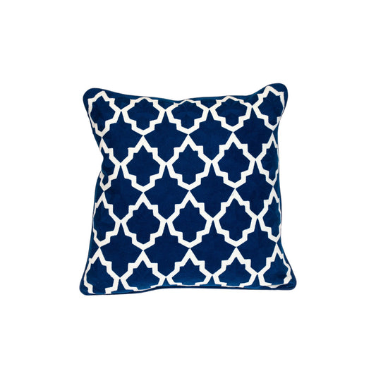 Blue & White Geometric Cotton Pillow