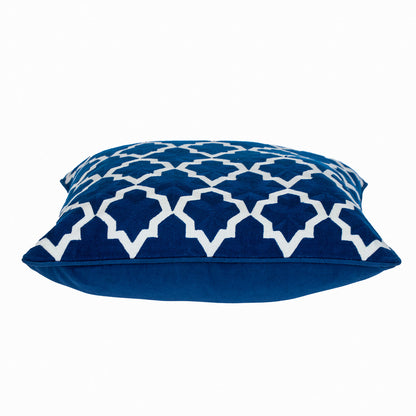 Blue & White Geometric Cotton Pillow