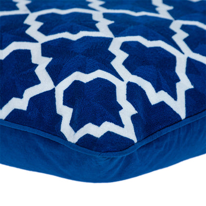 Blue & White Geometric Cotton Pillow