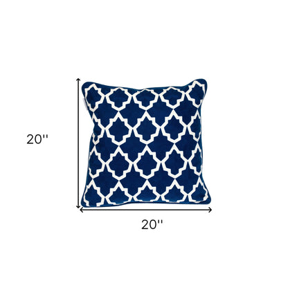 Blue & White Geometric Cotton Pillow