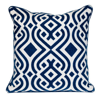 Blue & White Geometric Cotton Pillow
