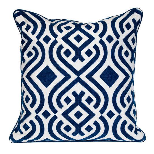 Blue & White Geometric Cotton Pillow