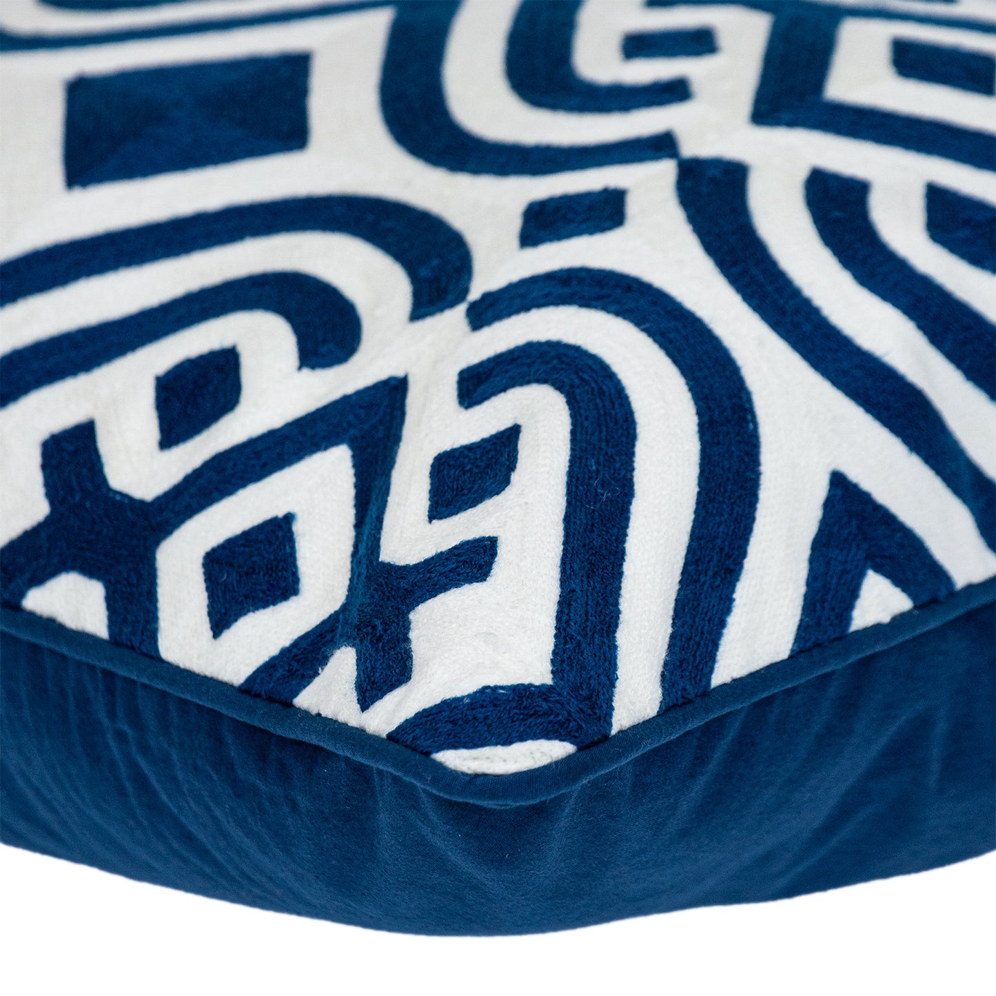 Blue & White Geometric Cotton Pillow