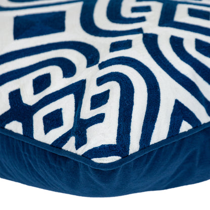 Blue & White Geometric Cotton Pillow