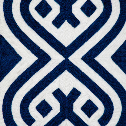 Blue & White Geometric Cotton Pillow