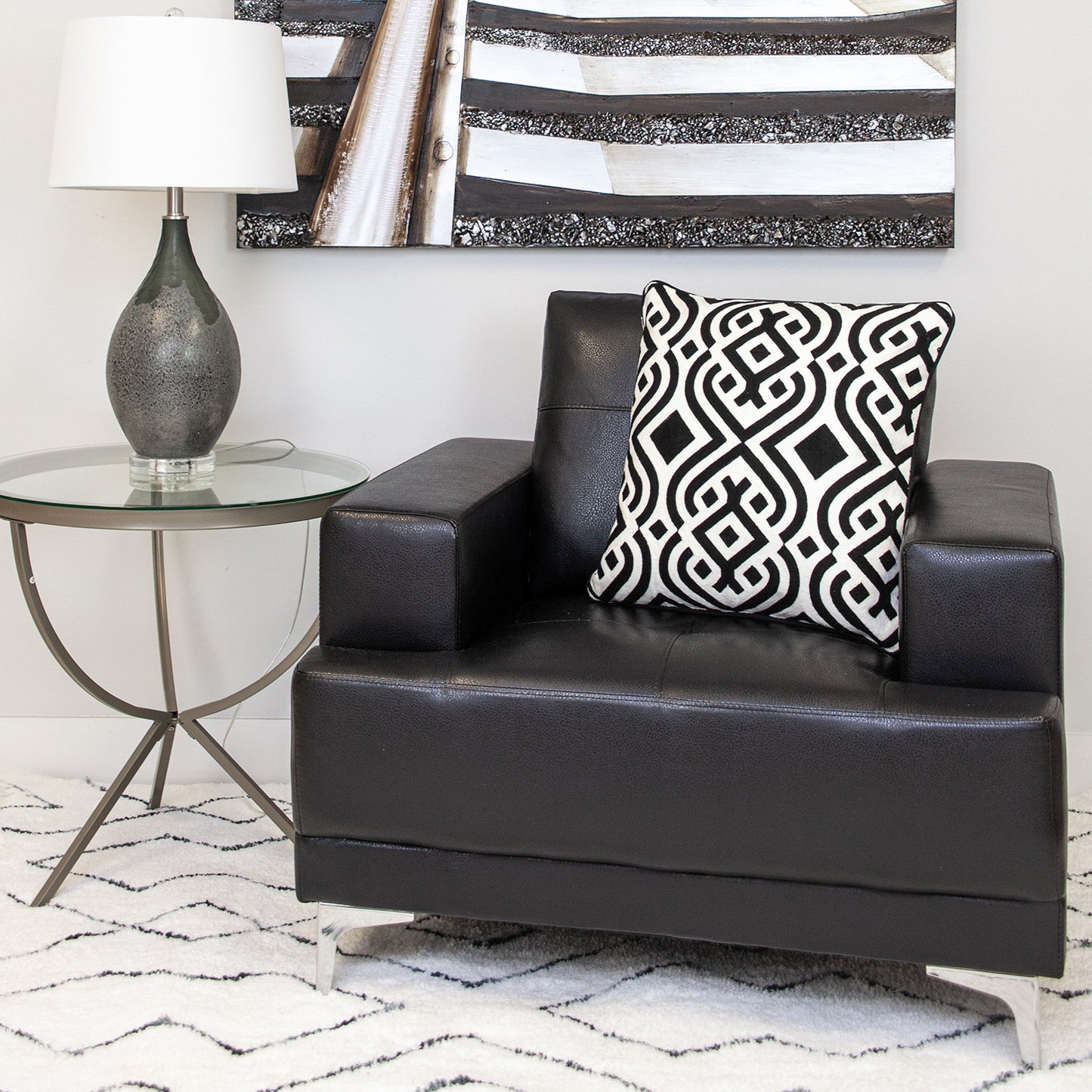 Black & White Geometric Cotton Pillow
