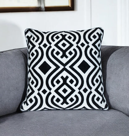 Black & White Geometric Cotton Pillow