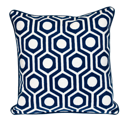 Blue Geometric Cotton Pillow