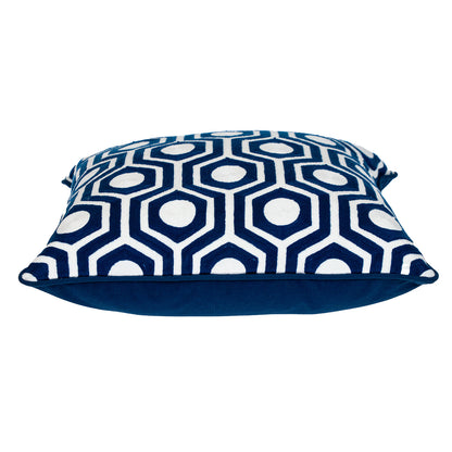 Blue Geometric Cotton Pillow