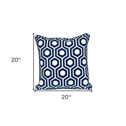 Blue Geometric Cotton Pillow