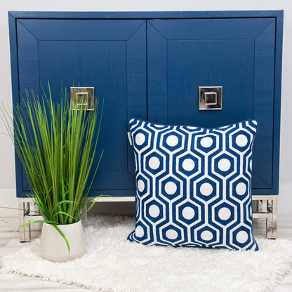 Blue Geometric Cotton Pillow