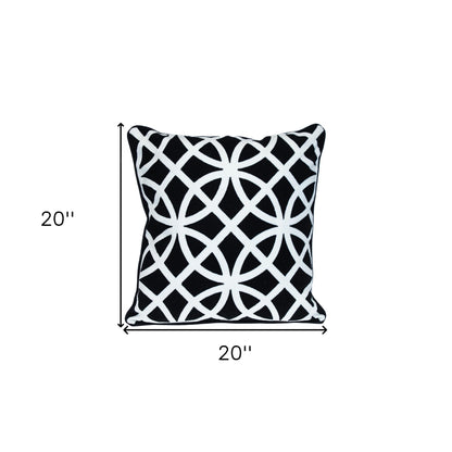 Black Geometric Cotton Pillow