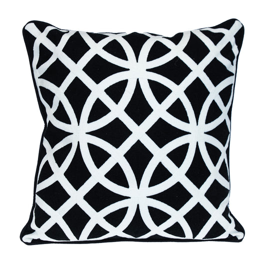 Black Geometric Cotton Pillow