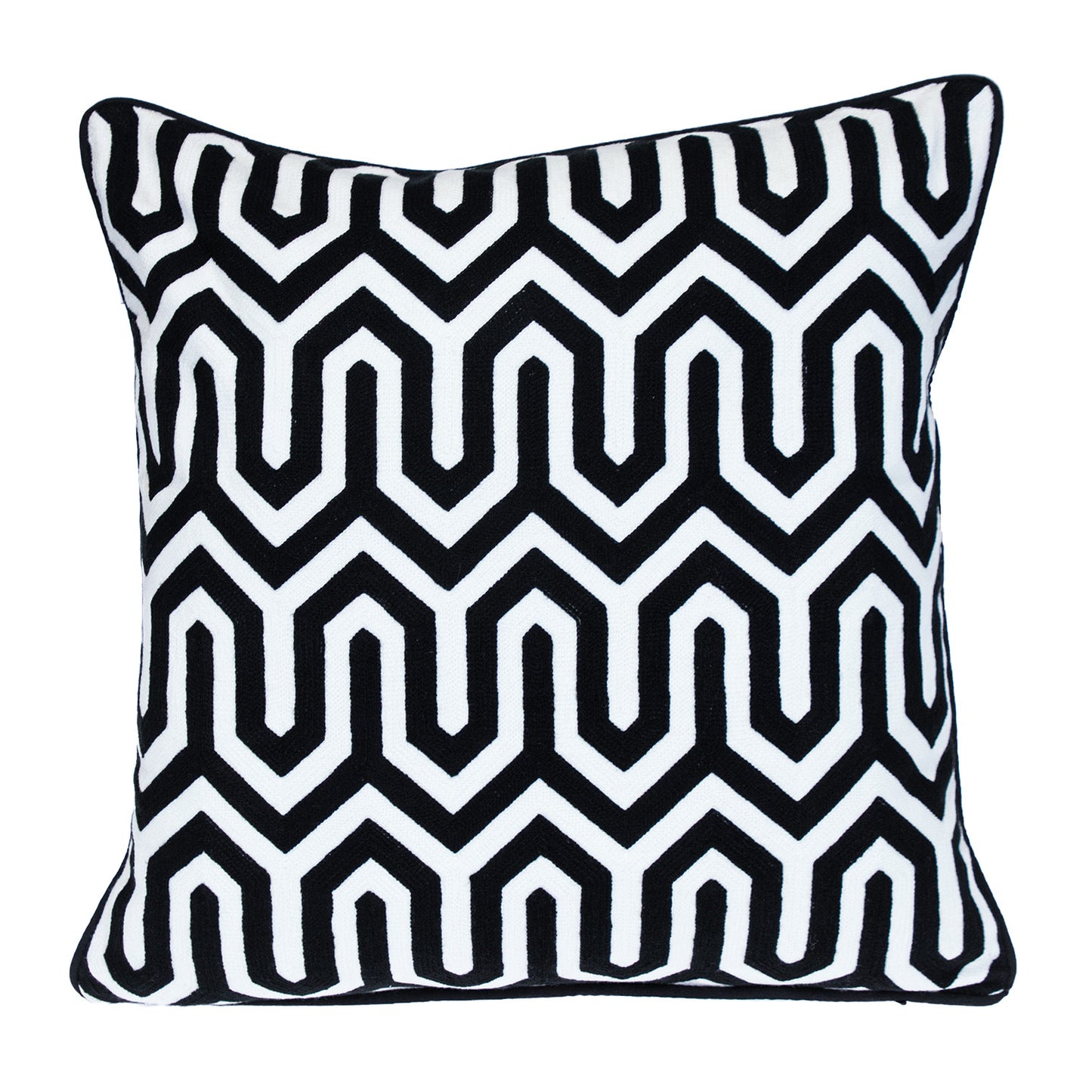 Black Geometric Cotton Pillow