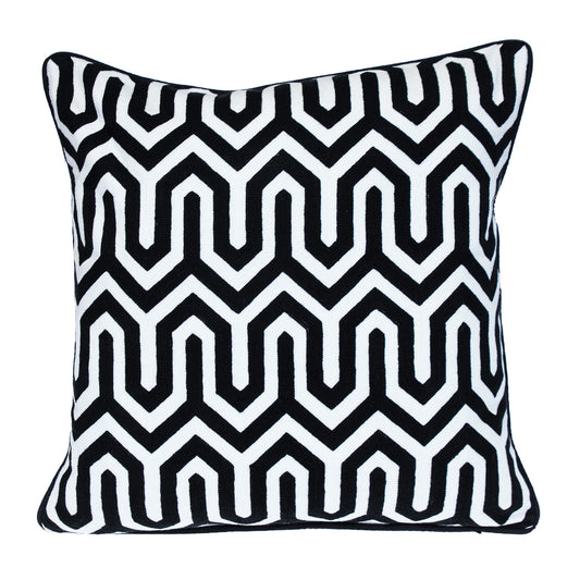 Black Geometric Cotton Pillow