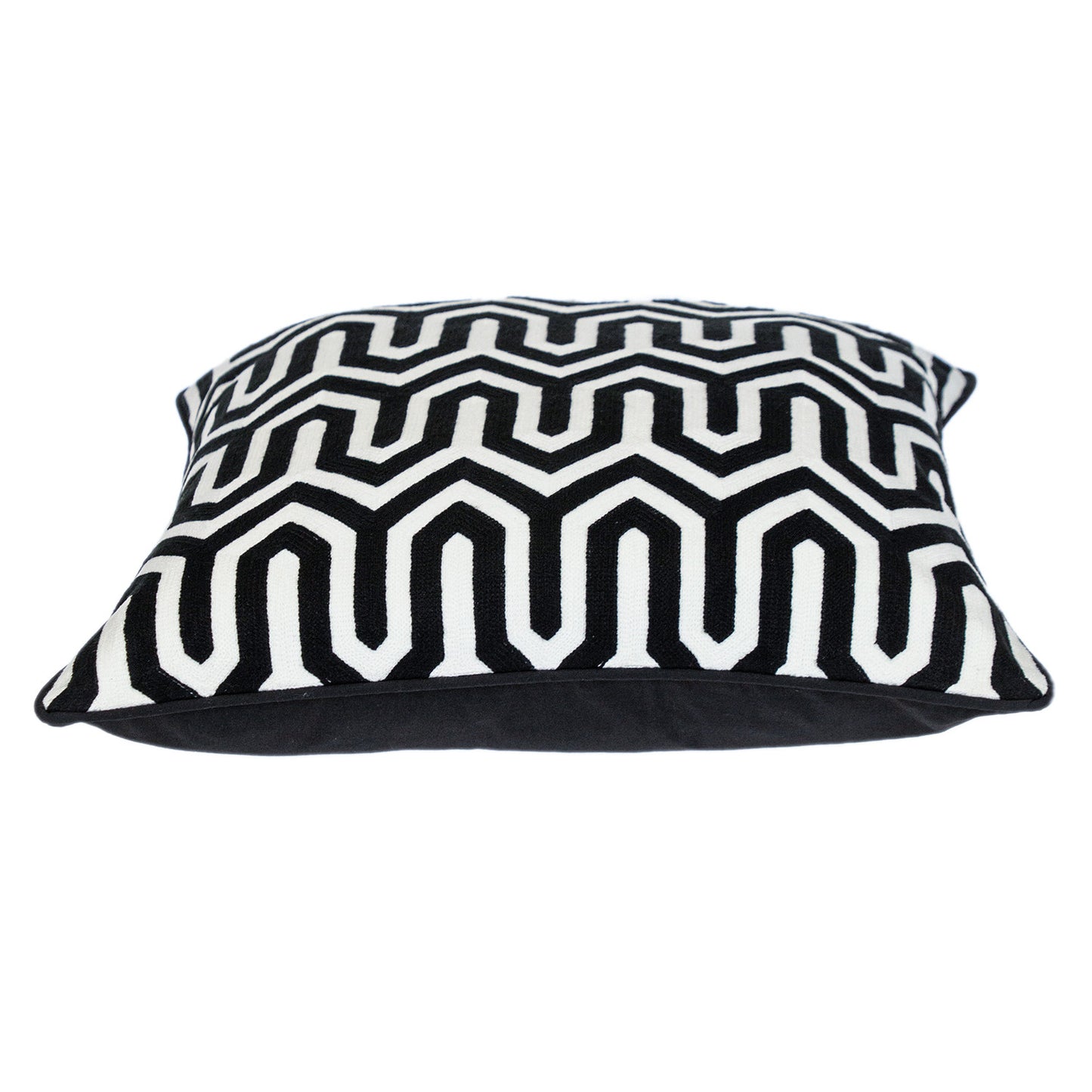 Black Geometric Cotton Pillow