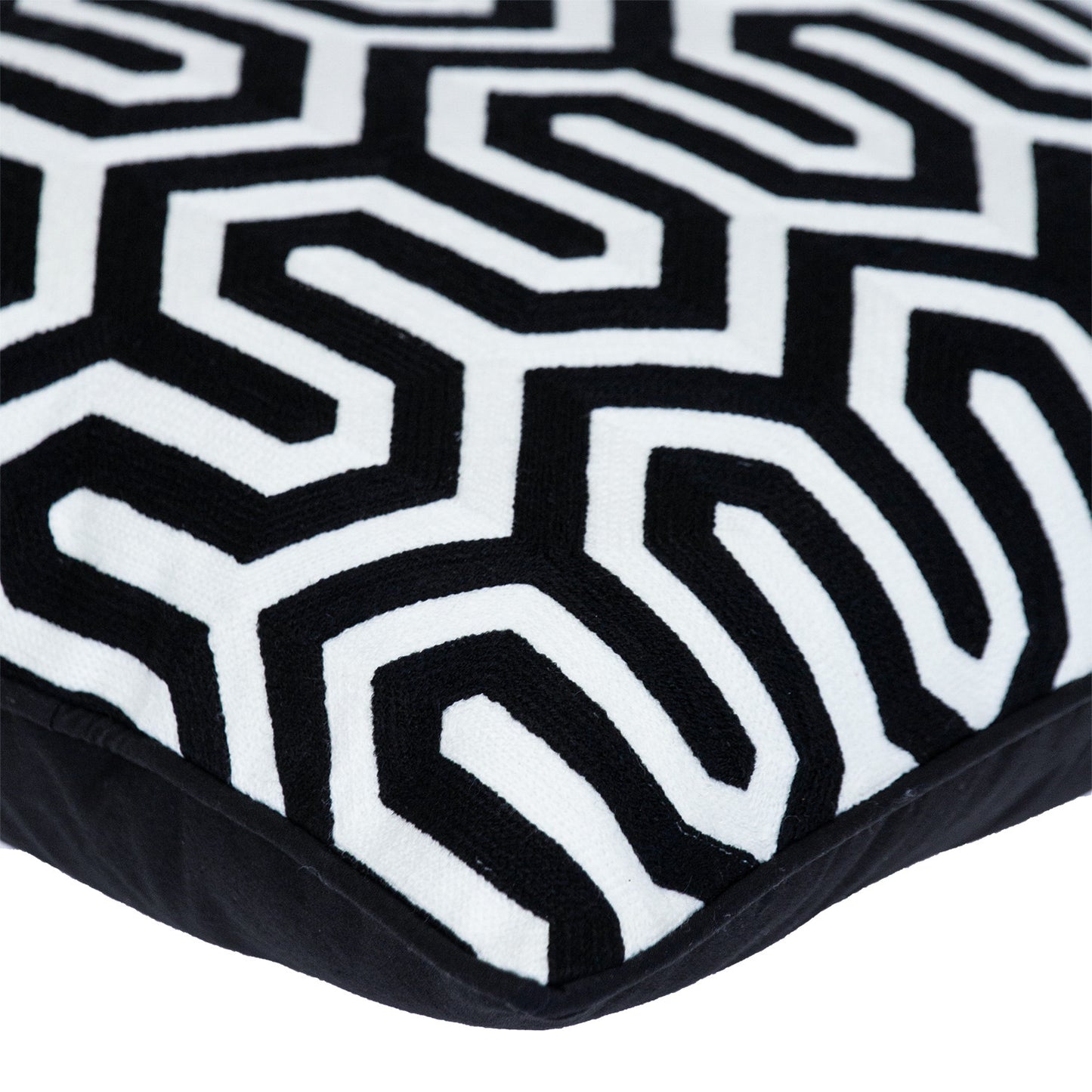 Black Geometric Cotton Pillow