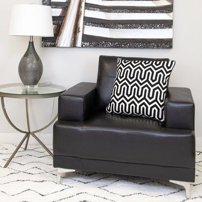 Black Geometric Cotton Pillow