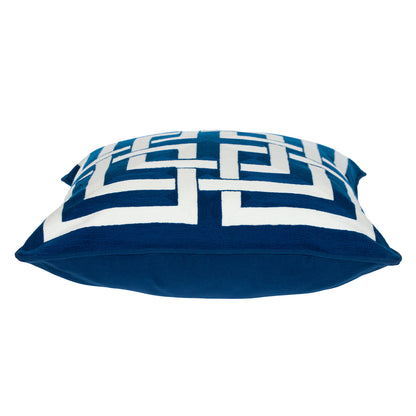 Blue & White Interlocking Cotton Pillow