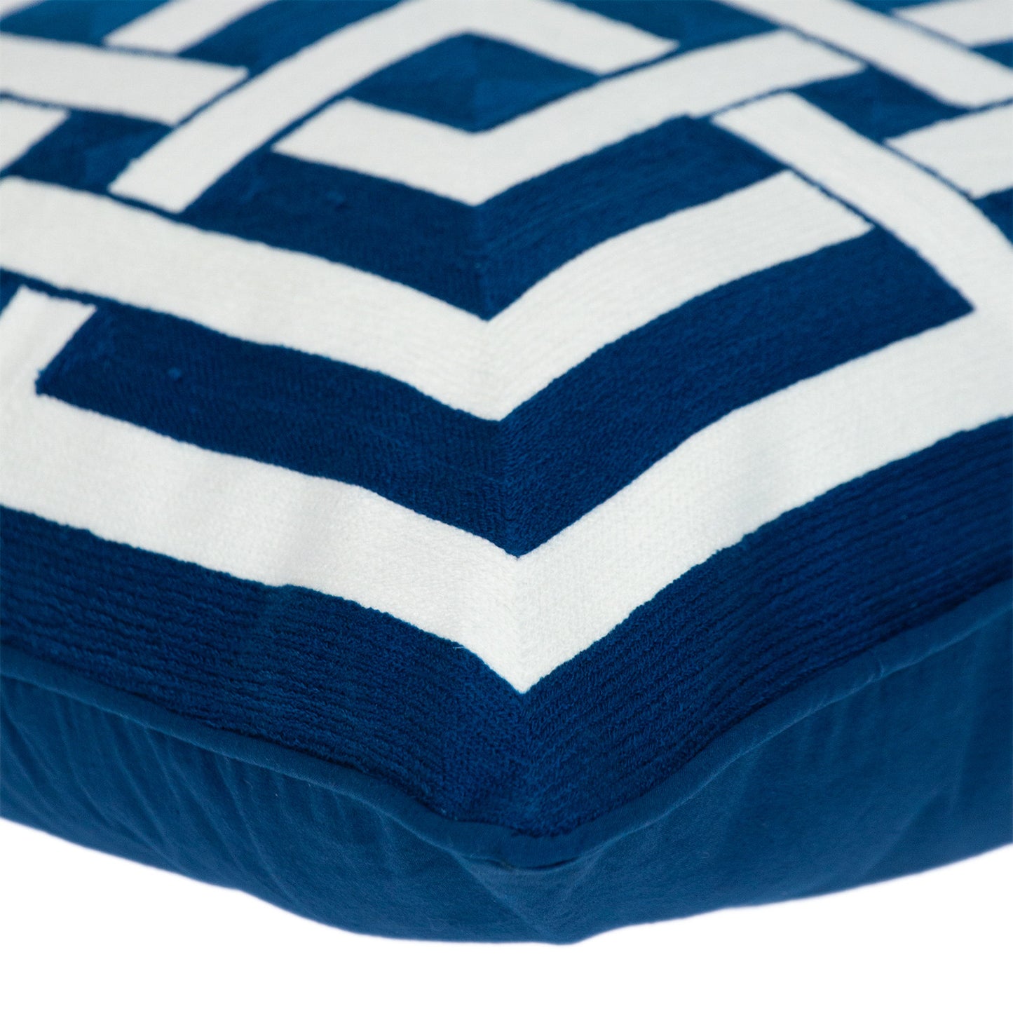 Blue & White Interlocking Cotton Pillow