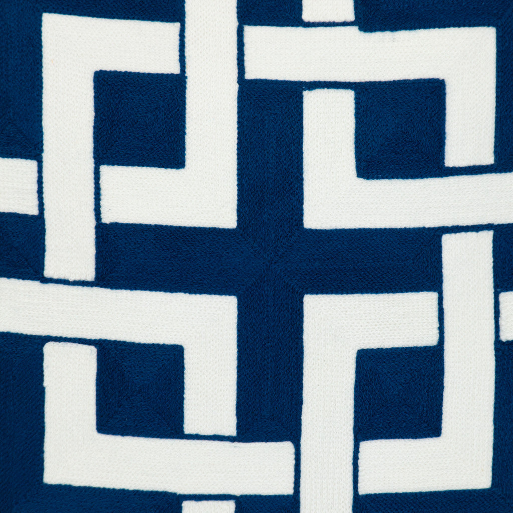 Blue & White Interlocking Cotton Pillow