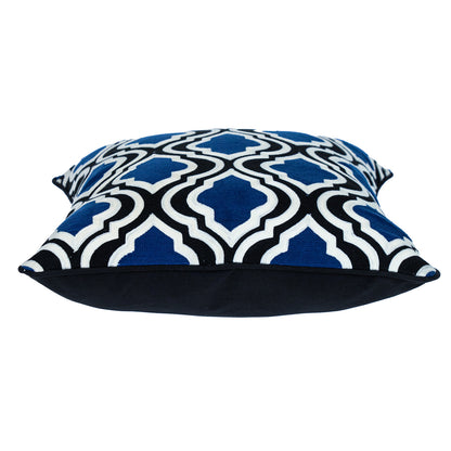 Blue & White Geometric Cotton Pillow