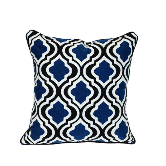 Blue & White Geometric Cotton Pillow