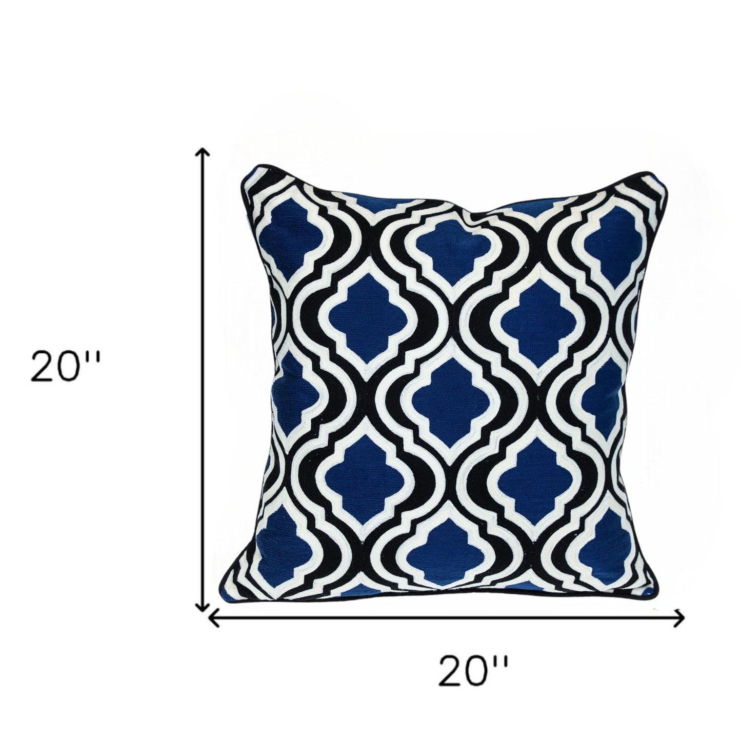 Blue & White Geometric Cotton Pillow