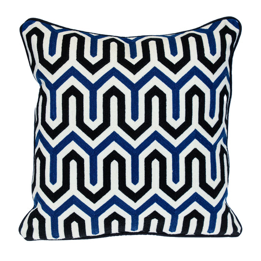 Blue & White Geometric Cotton Pillow