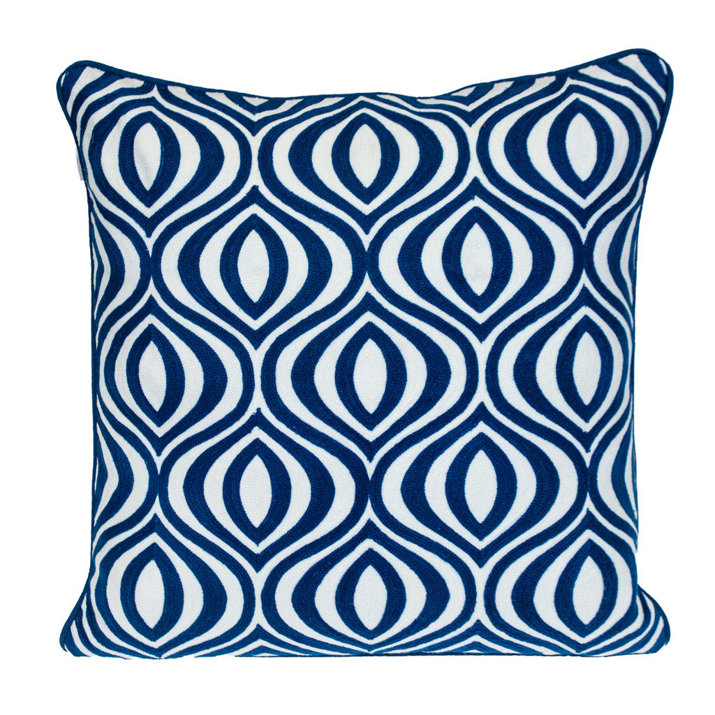 Blue Geometric Cotton Pillow