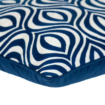 Blue Geometric Cotton Pillow
