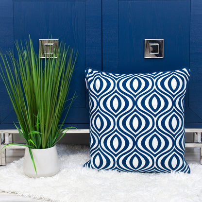 Blue Geometric Cotton Pillow