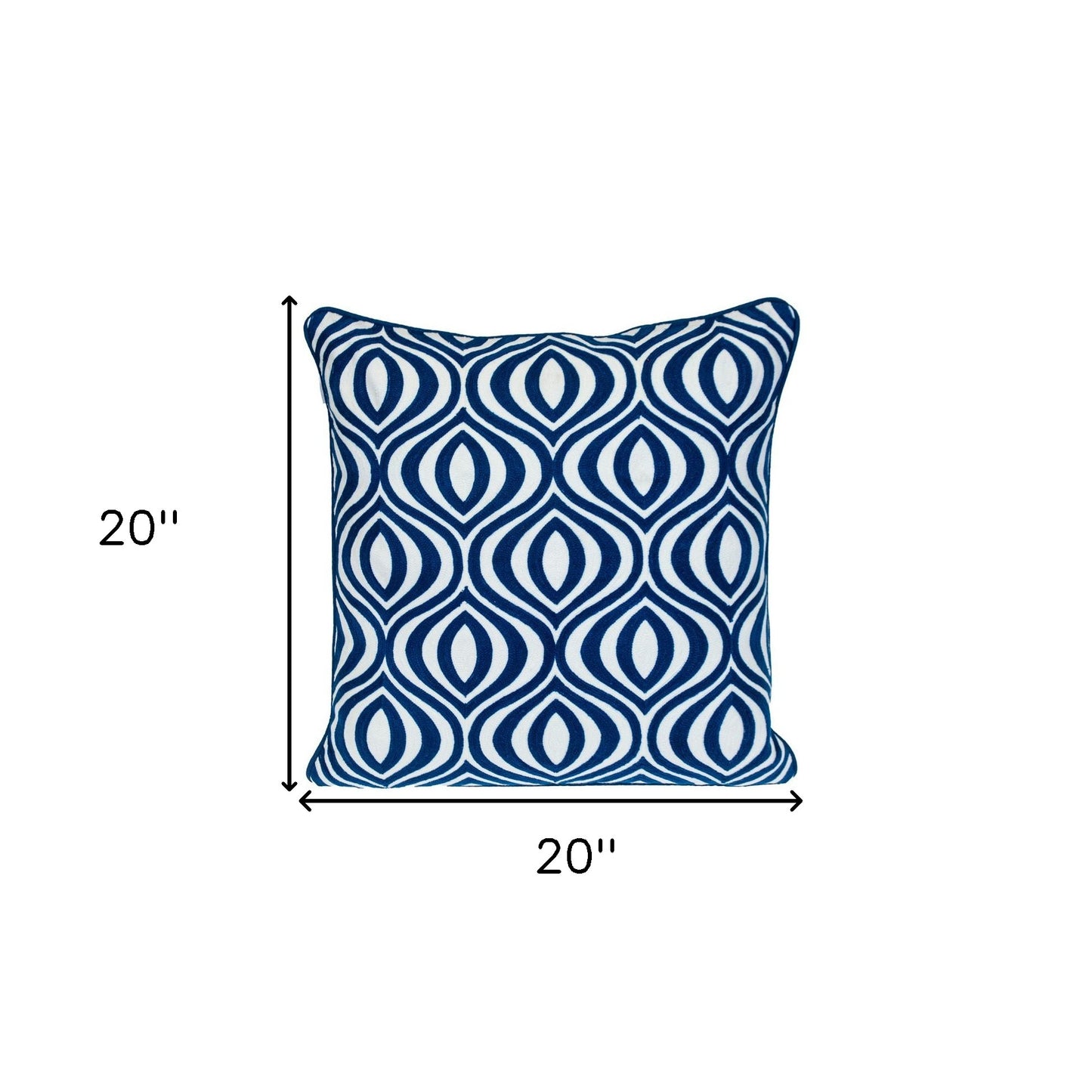 Blue Geometric Cotton Pillow