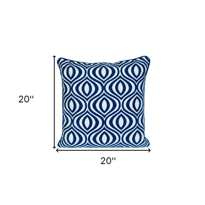 Blue Geometric Cotton Pillow