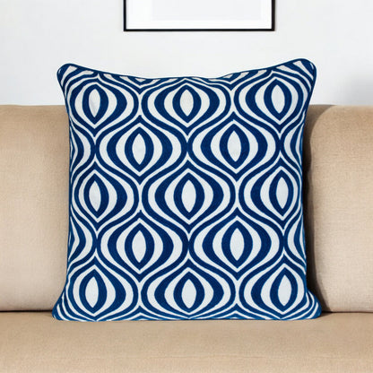 Blue Geometric Cotton Pillow