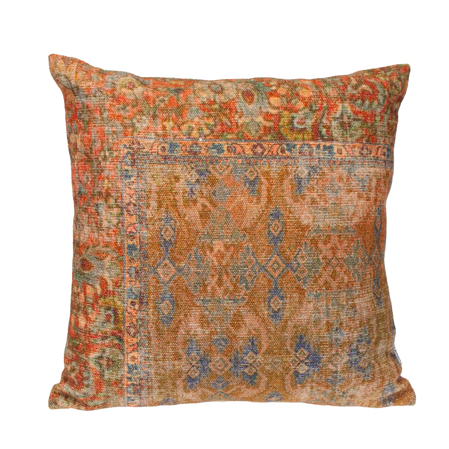 Blue & Pink Damask Cotton Pillow