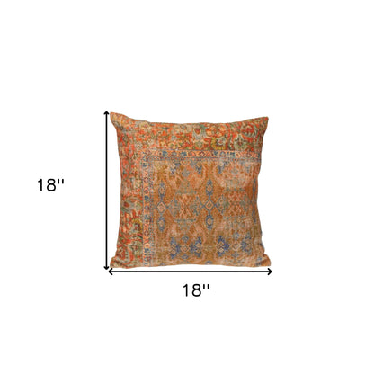 Blue & Pink Damask Cotton Pillow