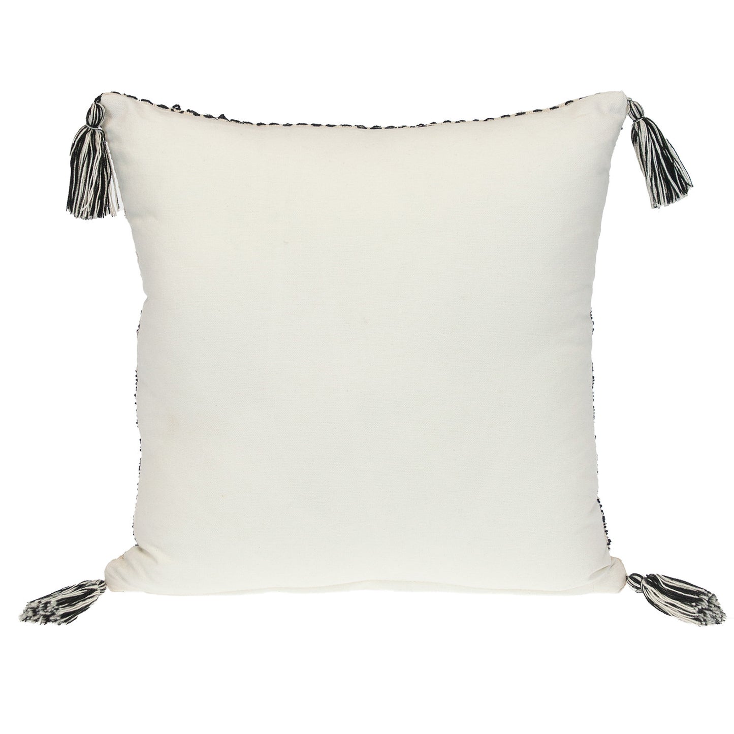 Beige & Black Southwestern Cotton Pillow w/ Tassels