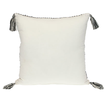 Beige & Black Southwestern Cotton Pillow w/ Tassels