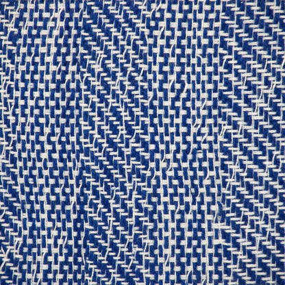 Blue & White Weave Cotton Pillow w/ Pom Poms
