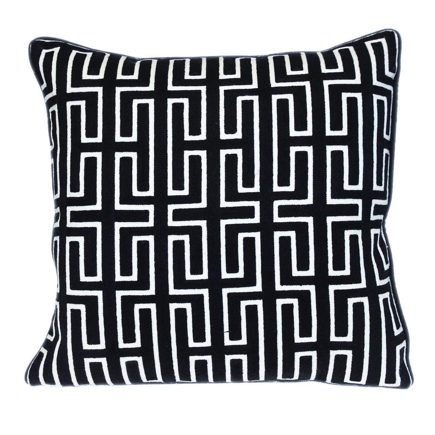 Black Geometric Cotton Pillow