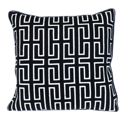 Black Geometric Cotton Pillow