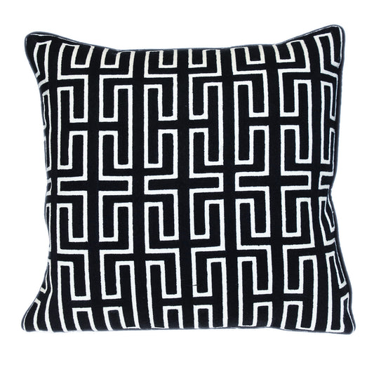 Black Geometric Cotton Pillow