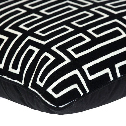 Black Geometric Cotton Pillow