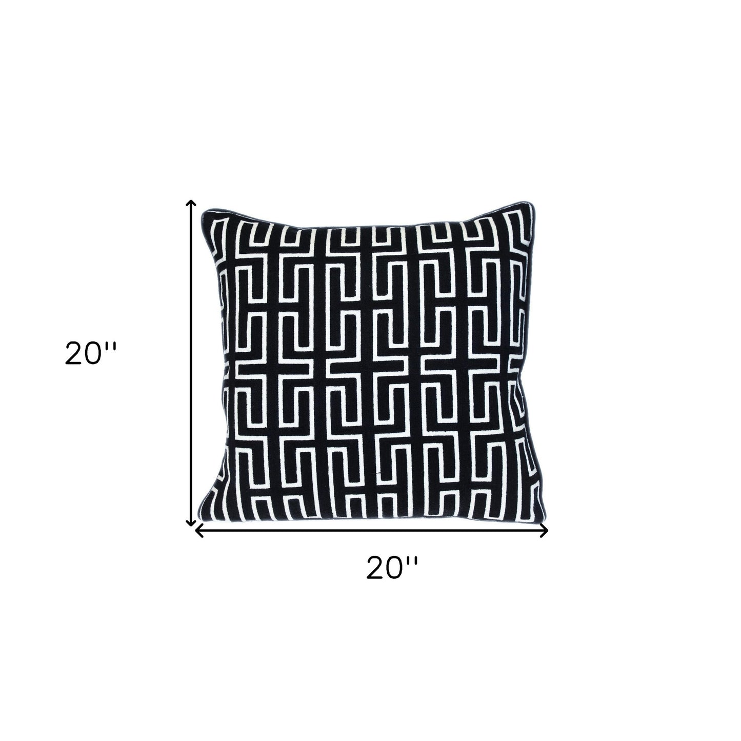Black Geometric Cotton Pillow