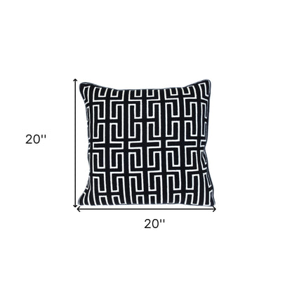 Black Geometric Cotton Pillow