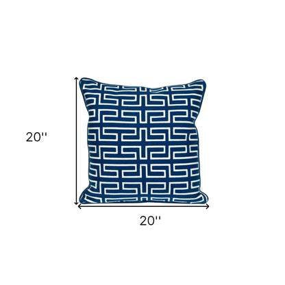 Blue Geometric Cotton Pillow