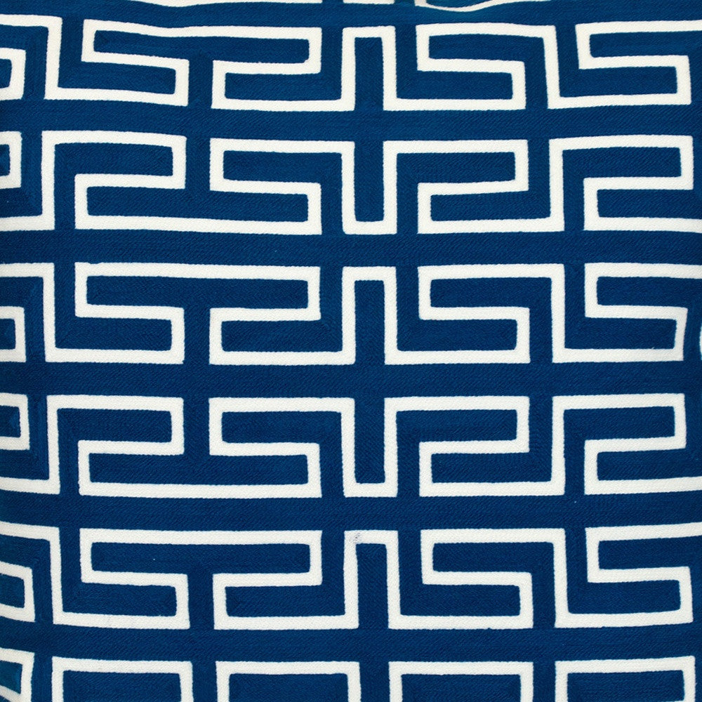 Blue Geometric Cotton Pillow