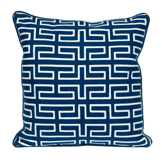 Blue Geometric Cotton Pillow