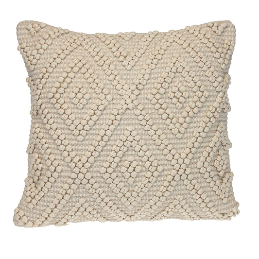 Off White Geometric Cotton Pillow